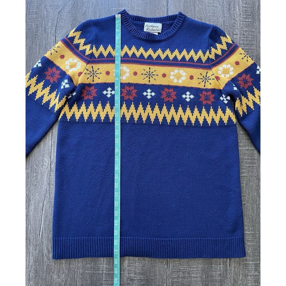 Anthony Richard’s VTG Women Nordic Fair Isle Snowflake Knit Sweater Blue Size M - Picture 7 of 8